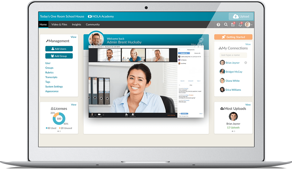 Screenshot of the Torsh Homepage with a video connection.